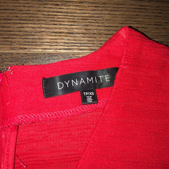 Dynamite Red Long Sleeve Tight Dress - Picture 3 of 4